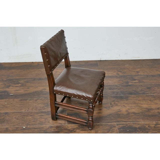 English 1880s Child's Chair with Turned Legs and Oil Cloth Upholstery For Sale - Image 12 of 12