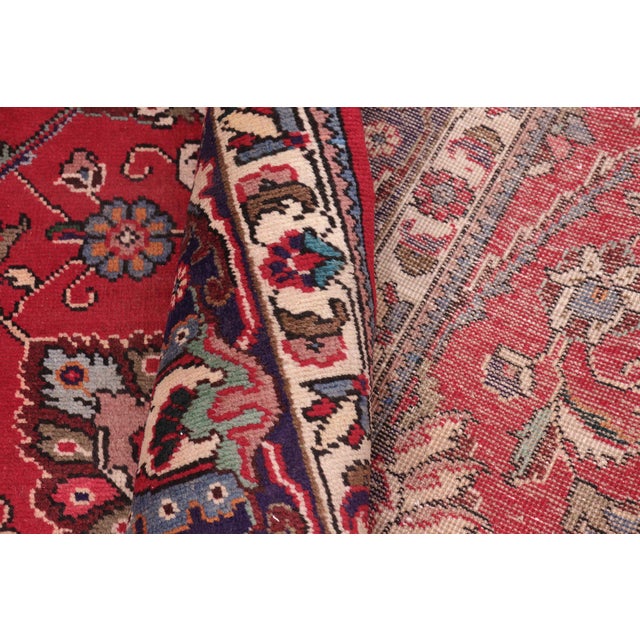 Textile Shabby Chic Tabriz Red/Blue Wool Rug - 9'10'' X 12'5'' For Sale - Image 7 of 10