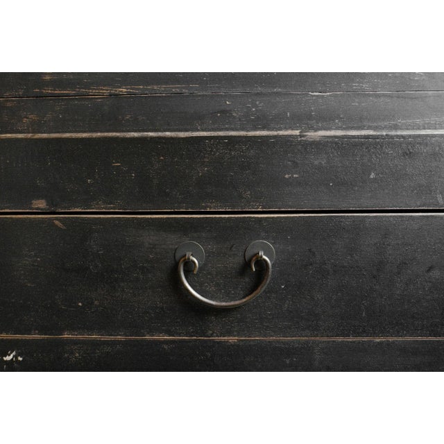 Black Vintage Black Elm & Glass Single Display Cabinet For Sale - Image 8 of 8