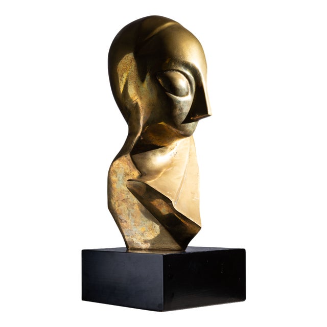 After Brancusi, Modernist Bust, 1970s, Brass For Sale