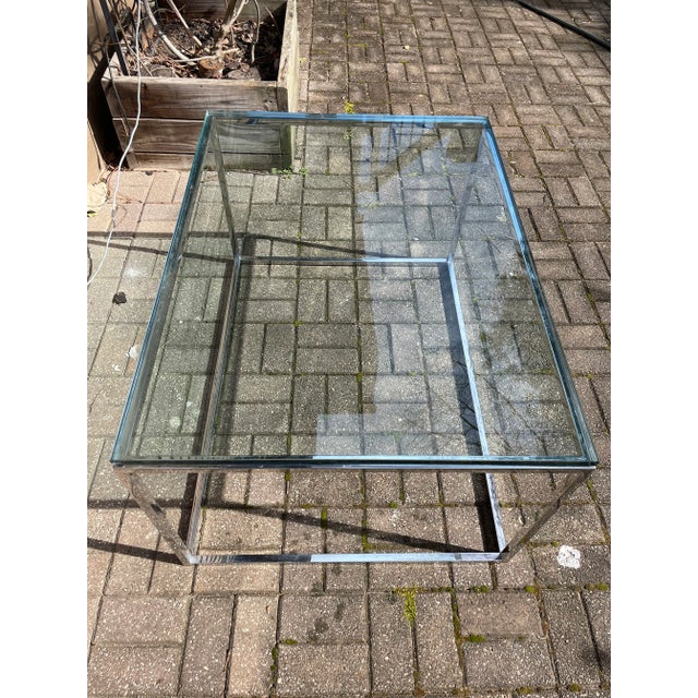 1970s Modern Metal and Glass Coffee Table For Sale - Image 4 of 9