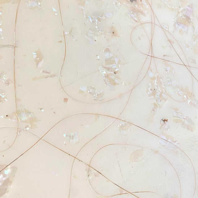 1950s Gold Pedestal Cocktail Coffee Table Iridescent Cream Swirl Top Hollywood Regency 1950s For Sale - Image 5 of 8