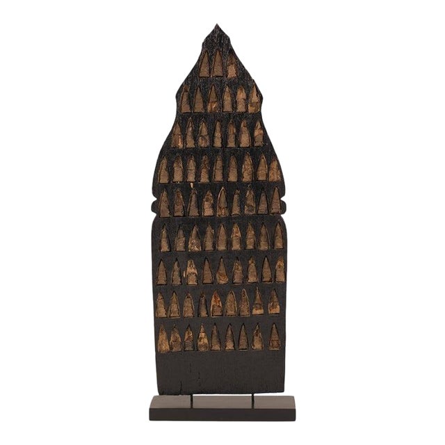 Thai Carved "Thousand Buddha" Wood and Clay Shrine With Stand For Sale