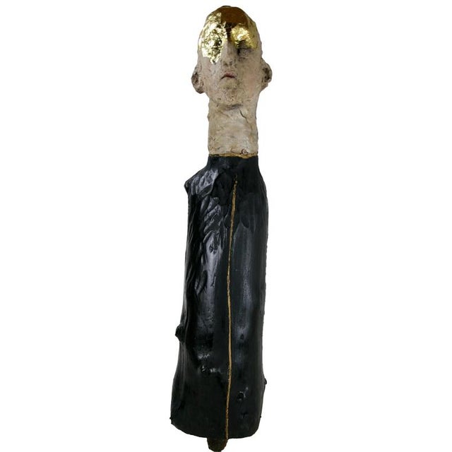 Figurative Mixed Media Bust Sculpture in Ceramic Oxides and Carved Fir by Óscar Aldonza Torres, 2021 For Sale - Image 16 of 16
