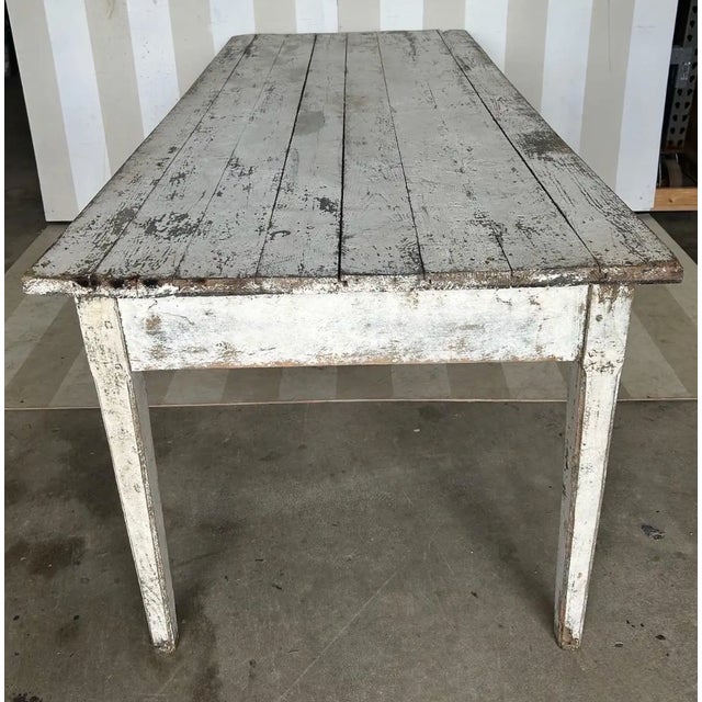 19th Century French Painted 8 Drawer Farm Table For Sale - Image 10 of 12