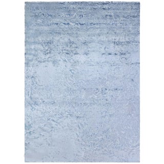 Contemporary Abstract Light Blue Silk Rug "Water" by Doris Leslie Blau For Sale