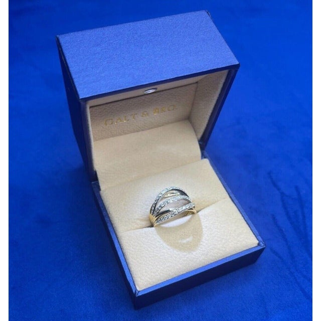 Metal Brilliant Cut Diamond Pave Set Gentle Curves Spirals Waves Open Twist Cocktail 1, Size 7 For Sale - Image 7 of 10