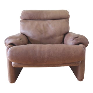 Coronado Lounge Chair in Brown Leather by Tobia and Afra Scarpa for B&B Italia / C&B Italia, 1960s For Sale