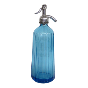 Larocco Bros Blue Glass Seltzer Bottle 26 Oz Middletown Ny Made in Czech 4822b