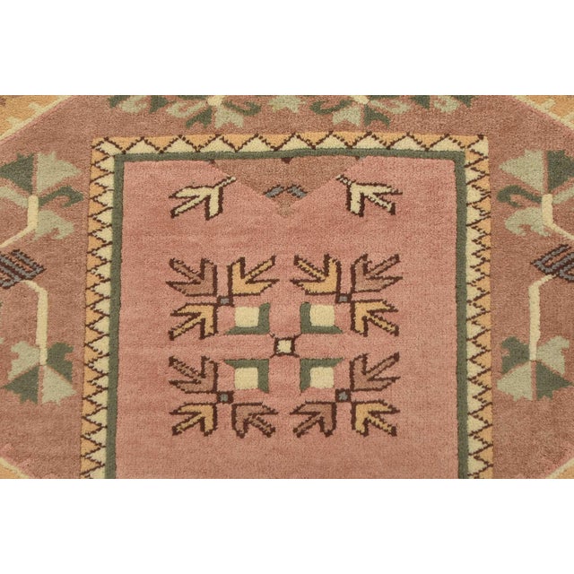 Pink Milas Rug 3’2” X 4’4” Pink Wool Vintage Tribal Hand-Knotted Oriental Carpet For Sale - Image 8 of 12