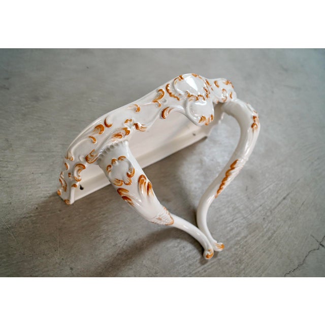 1970s 1970’s Italian Wall Mounting Hand Painted Ceramic Shelf For Sale - Image 5 of 12