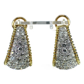 18k Yellow Gold & Natural Diamond Cluster Hoop Earrings (~2.4cttw), A Pair For Sale