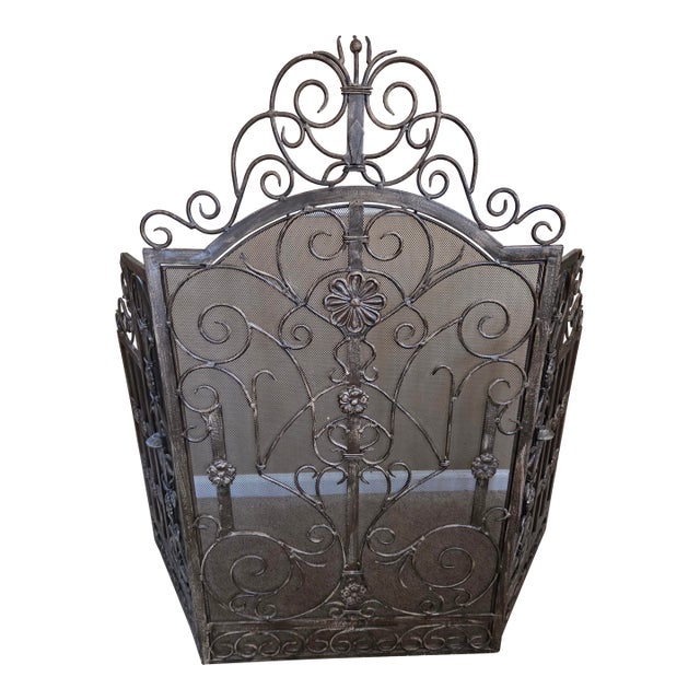 French Country Folding Fireplace Screen For Sale