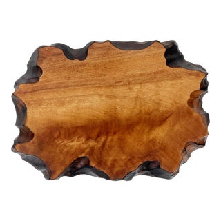Vintage Natural Edge Walnut Serving Board For Sale