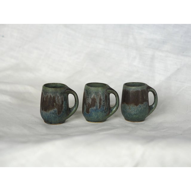 Early 20th French Denbac Miniature Flamed Stoneware Art Nouveau Mugs- Set of 3 For Sale - Image 4 of 8
