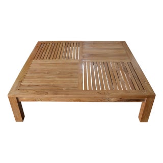 Andrianna Shamaris Slatted Teak Wood Coffee Table For Sale