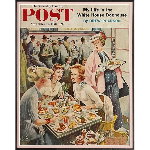 A humorous painting by Constantin Alajálov commenting on dieting culture in cafeterias (1900-1987). Newly custom...