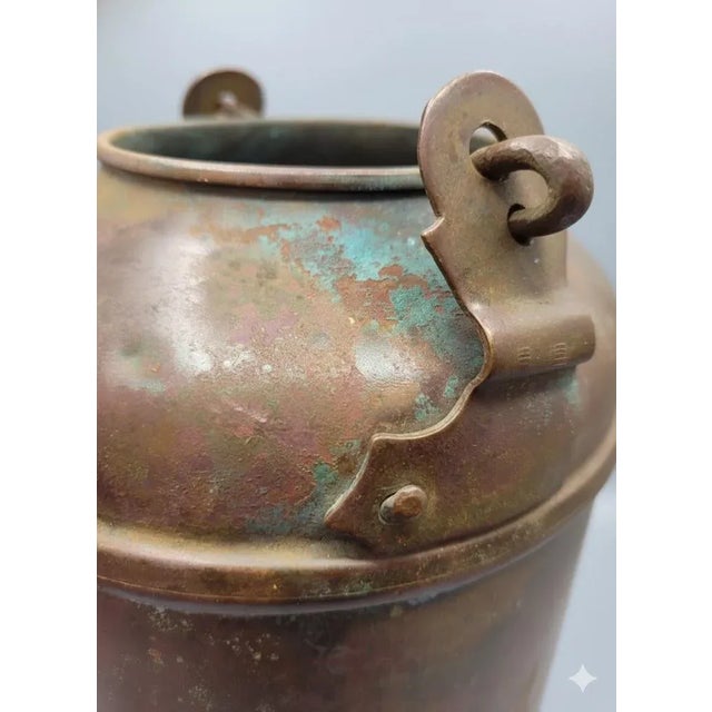 Antique English Copper Milk Canister W/ Lid & Wood Handle — Edwardian Era For Sale - Image 11 of 11