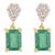 14k Solid Yellow Gold Octagon Dangle Emerald and Diamond Tiny Earrings- 2 Pieces For Sale