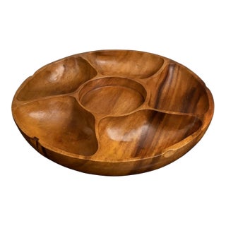 Swivel Turn Mid-Century Hardwood Centerpiece Board, C. 1960s (Original Label) For Sale