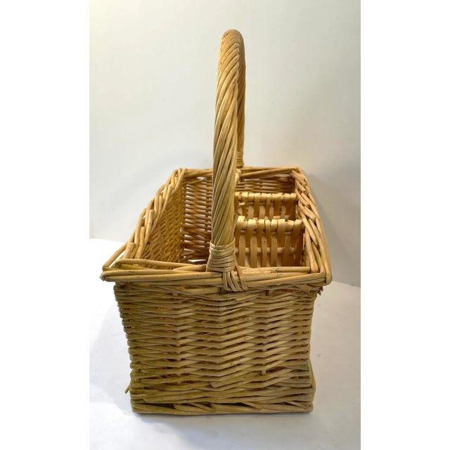 Mid 20th Century Vintage Wicker Cutlery Basket For Sale - Image 5 of 7
