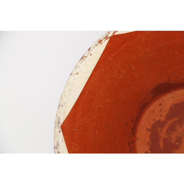 Terra Cotta 19th Century Portuguese Tan & Orange Terracotta Dairy Bowl, Earthenware For Sale - Image 8 of 11