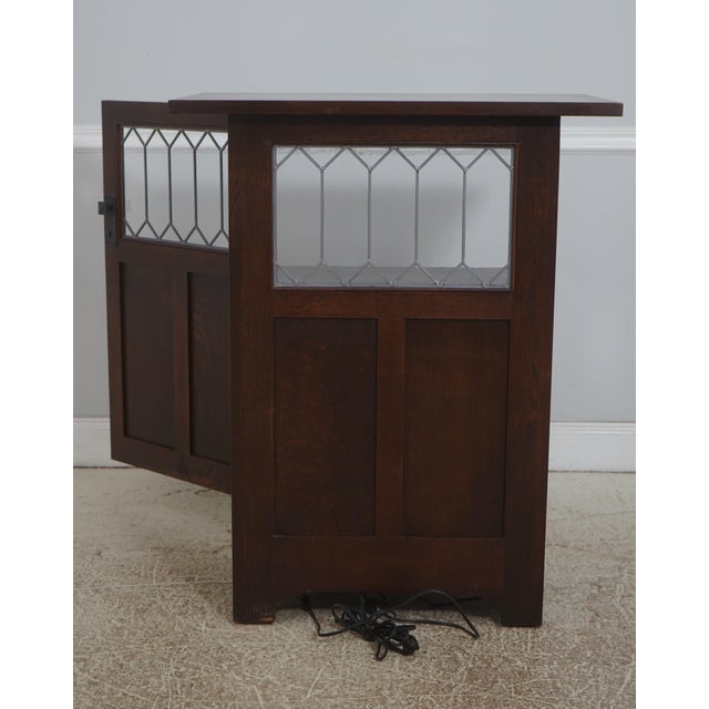 Stickley Roycroft Mission Oak Leaded Glass Cabinet For Sale - Image 15 of 18