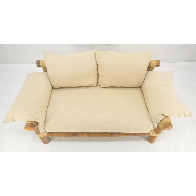 Thick Bamboo Frame Mid Century Modern c1970s Loveseat Sofa MINT For Sale - Image 15 of 18