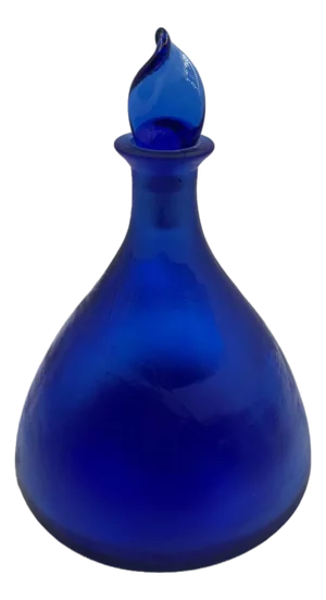 Cobalt Blue Glass Bottle with Triangular Base