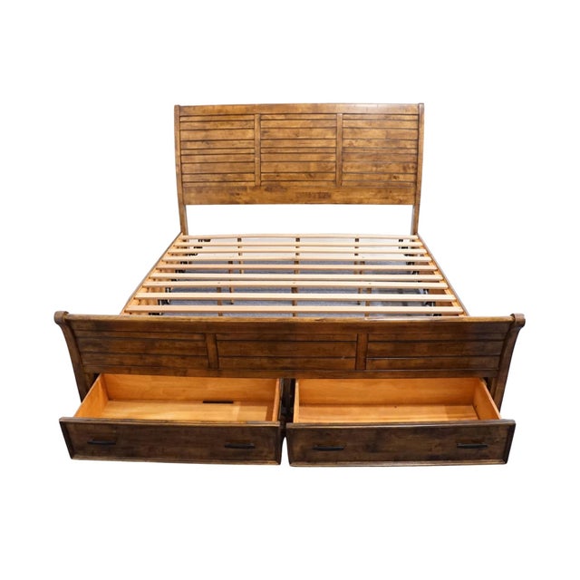 Wood Coaster Furniture Elk Grove Collection Rustic Farmhouse King Size Bed W. Storage Drawers - Vintage Bourbon Finish 203891 For Sale - Image 7 of 14