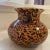 Glass 1980s Vintage Hand Blown Glass Vase With Curled Handles in Spotted Amber Leopard Print For Sale - Image 7 of 10