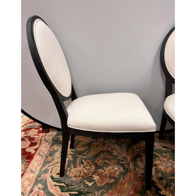 Set of Six Restoration Hardware Linen Oval Back Dining Chairs Chairish