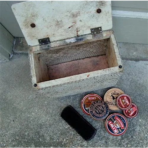 Woven Wicker Basket Shoe Shine Kit Storage Box For Sale - Image 4 of 5