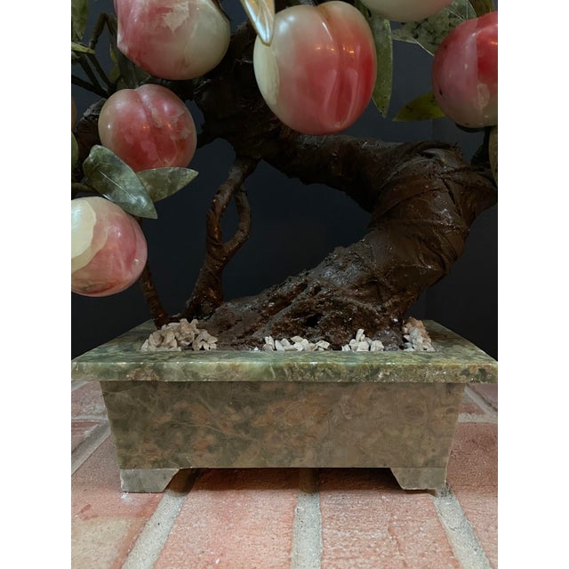 Mid 20th Century Vintage HandCarved Jade & Stone Bonsai Tree With 21 Peaches Chairish