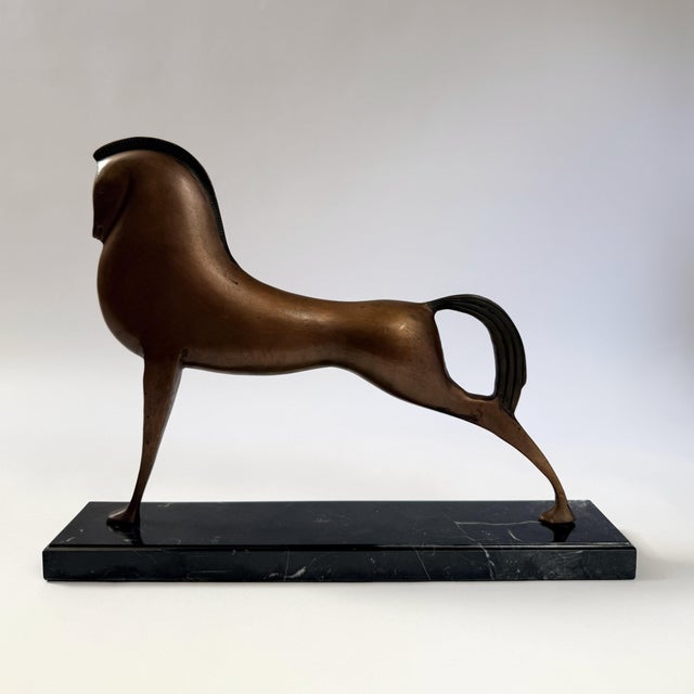 Mid-Century Modern Stylized Mid-Century Modern Bronze Horse Sculpture - 20"l For Sale - Image 3 of 4