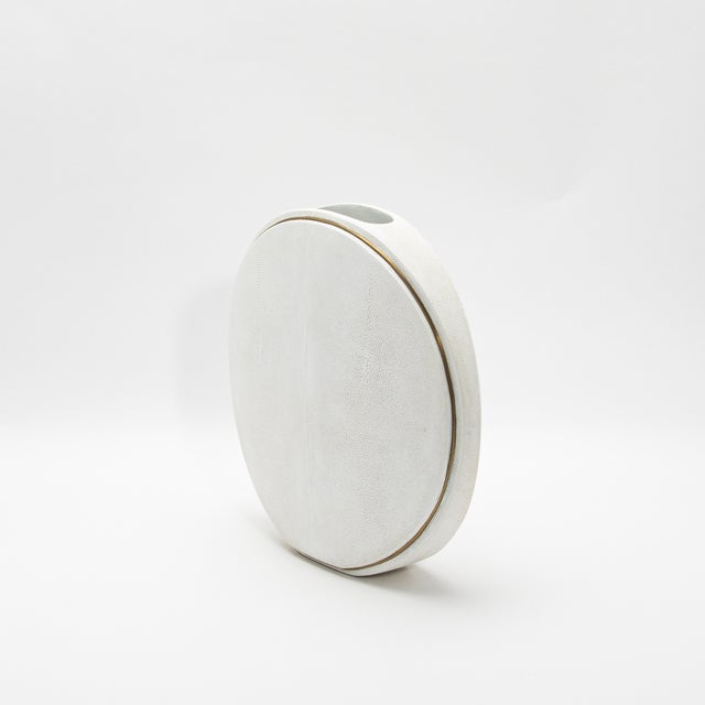 2020s Shagreen Vase With Brass Details by R&y Augousti For Sale - Image 5 of 9