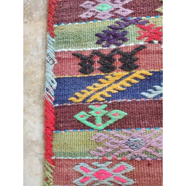 Textile Vintage Turkish Hand Woven Kilim Donkey Saddle Bag For Sale - Image 7 of 11