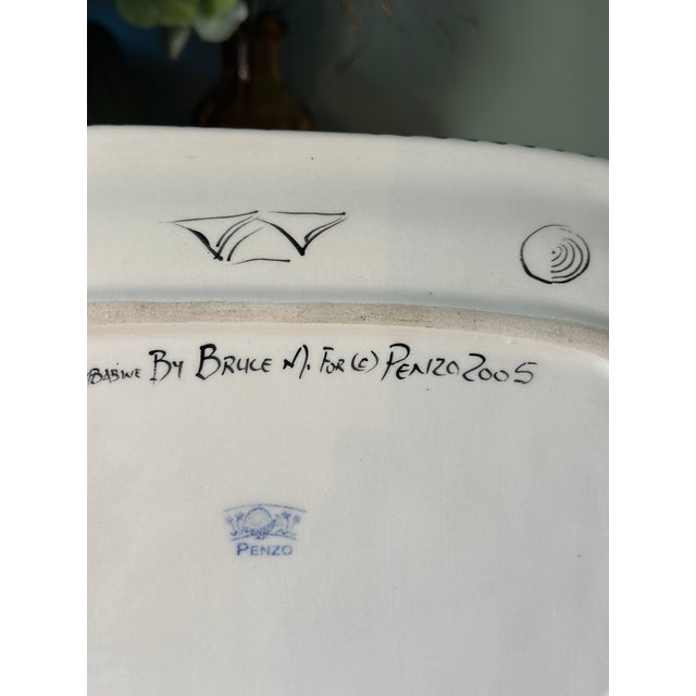 2005 Signed Penzo African Wildlife Ceramic Platter For Sale - Image 9 of 11