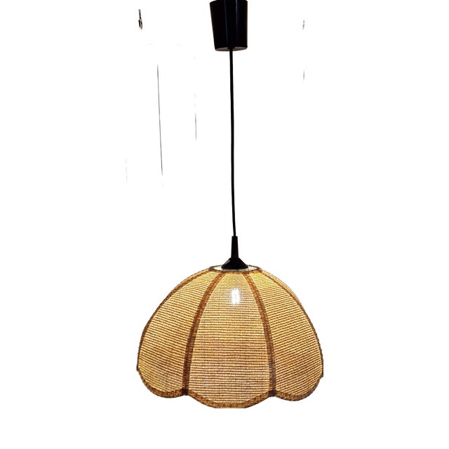 Vintage Ceiling Lamp with Wicker Shade from Zicoli Limbach, 1980s For Sale