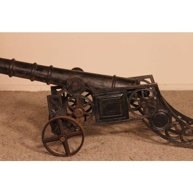 Late 19th Century Decorative English Cast Iron Cannon For Sale - Image 9 of 11