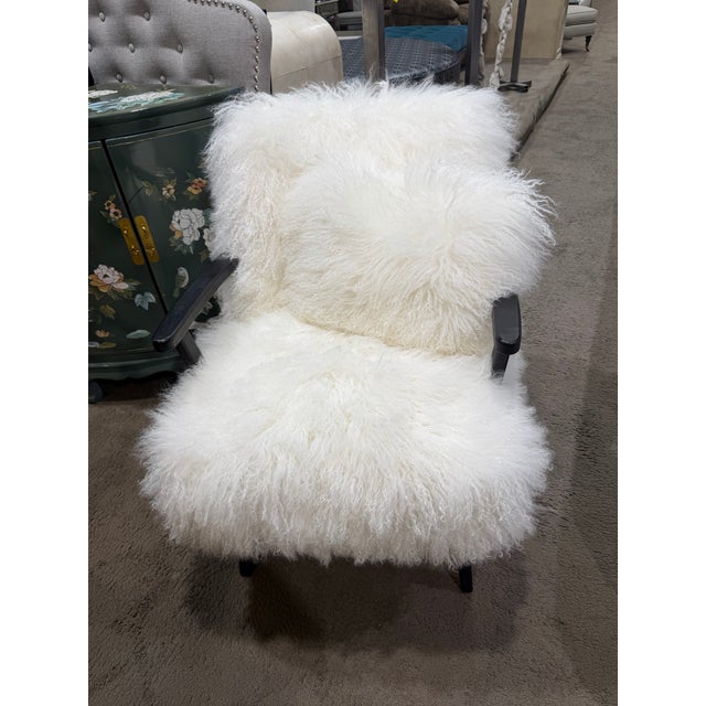 Four Hands Mongolian Sheepskin Accent Chair With Lumbar Pillow For Sale In Las Vegas - Image 6 of 6