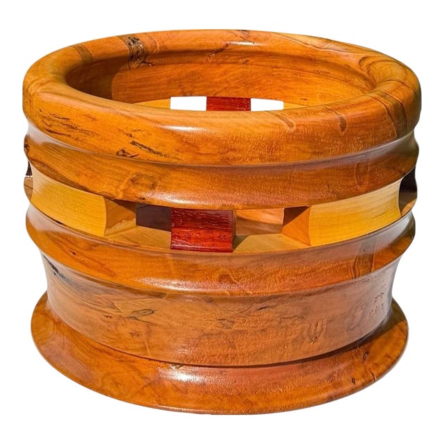 Signed Monkeypod Wood Bowl by Hugh James MacDonald Jr. For Sale