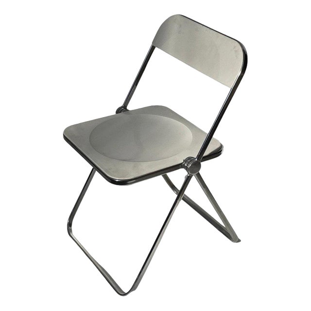 Plia Acrylic Folding Chair with White Seat & Chrome Frame by Giancarlo Piretti for Castelli For Sale