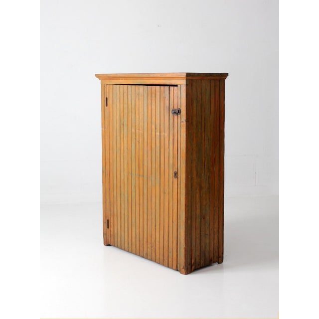 Wood Antique Beadboard Country Cupboard Cabinet For Sale - Image 7 of 18