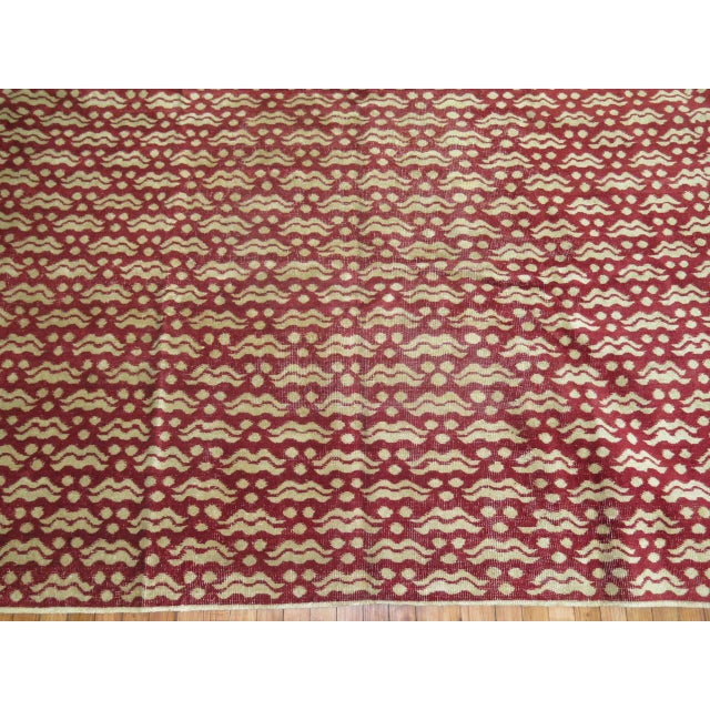 Mid 20th Century Vintage Zabihi Collection Crimson Turkish Square Rug For Sale - Image 5 of 5
