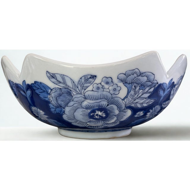 Ceramic Vintage Vibrant Blue & White Imari Style Decorative Bowl For Sale - Image 7 of 16