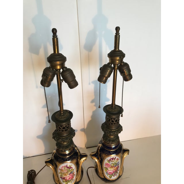 Antique French Bayeux Porcelain Table Lamps - a Pair For Sale - Image 9 of 15