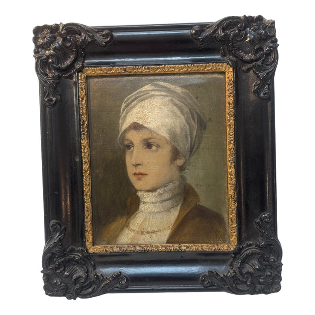 Wilhelm Von Kaulbach, Lady's Biedermeier Portrait, 1800s, Oil on Canvas, Framed For Sale