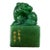 Shoushan Green Stone Seal, Carved Ancient Beast Chop, Chinese Scholar Stone Stamp With Gilded Inscription For Sale