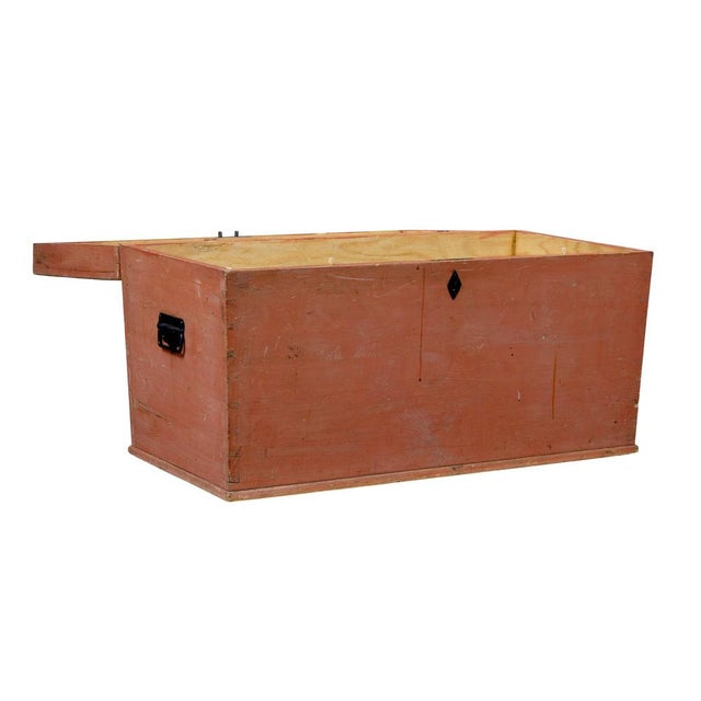 Antique Scandinavian Pine Flat Top Trunk, 1890 For Sale - Image 4 of 9